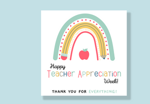 Teacher Appreciation Printable Card, Gift Tag, Instant Printable Download