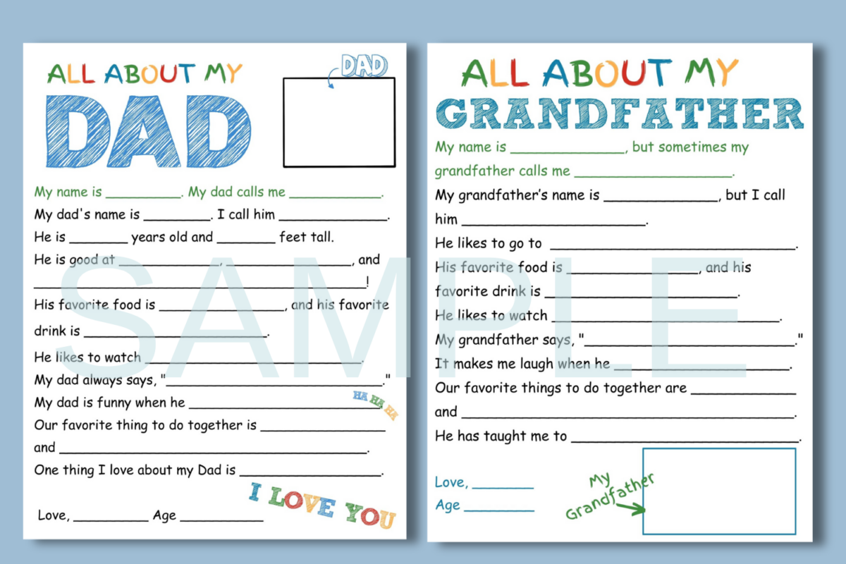 All About Dad Questionnaire - Grandpap, too! - Your Modern Family Shop for Father S Day Questionnaire Preschool Free Printable