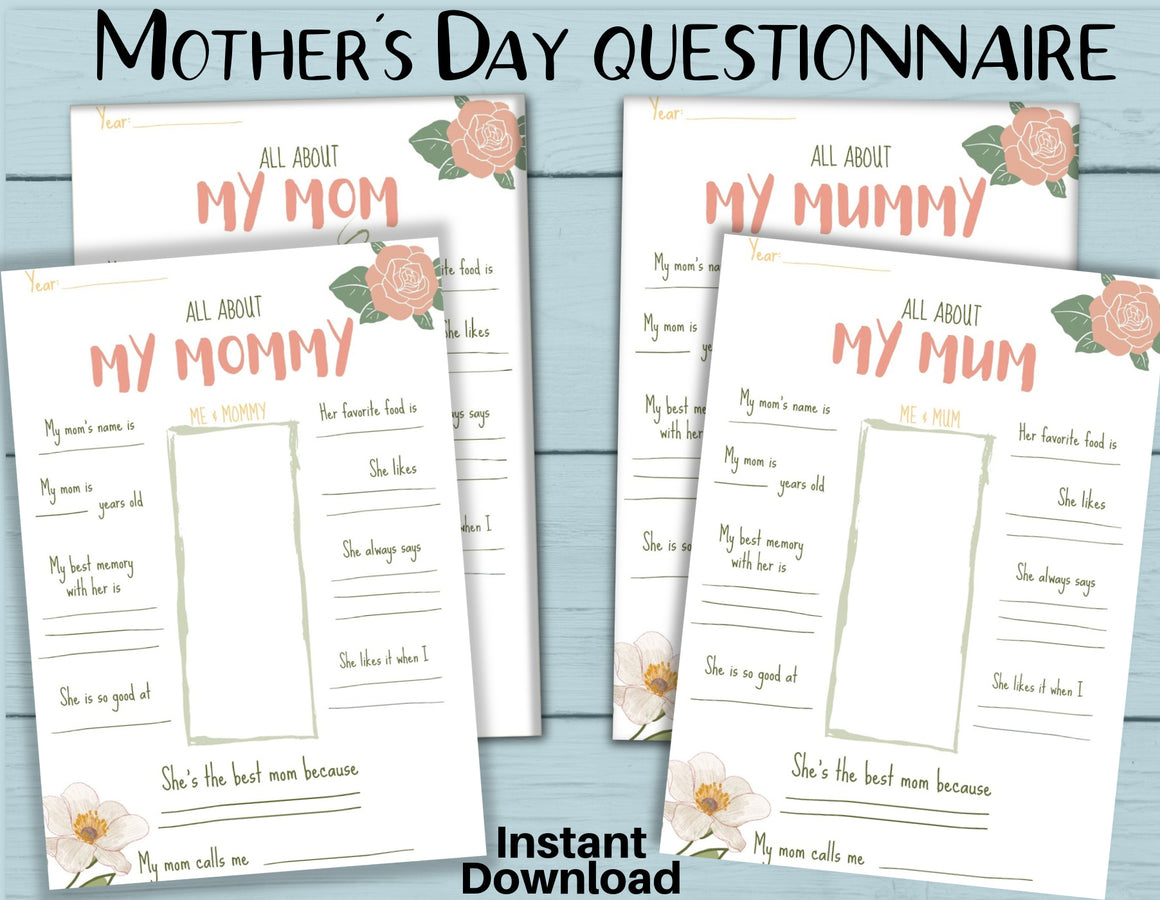 All About Mommy - Mother's Day Printable from young children)
