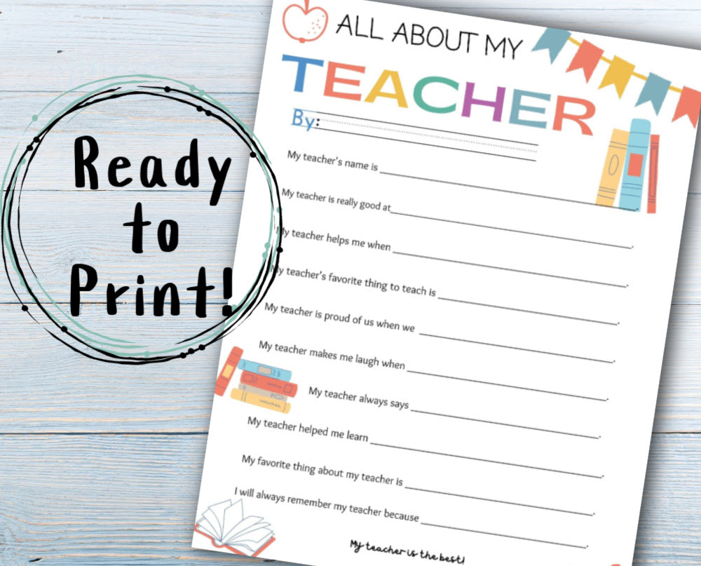All About My Teacher Survey - Your Modern Family Shop for All About My Teacher Printable Free