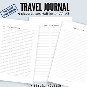 TRAVEL JOURNAL (Instant download & print)