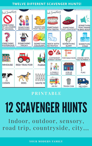 Scavenger Hunt Printable Pack - 12 Sheets!