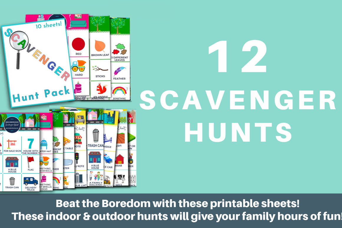 Scavenger Hunt Printable Pack - 12 Sheets!