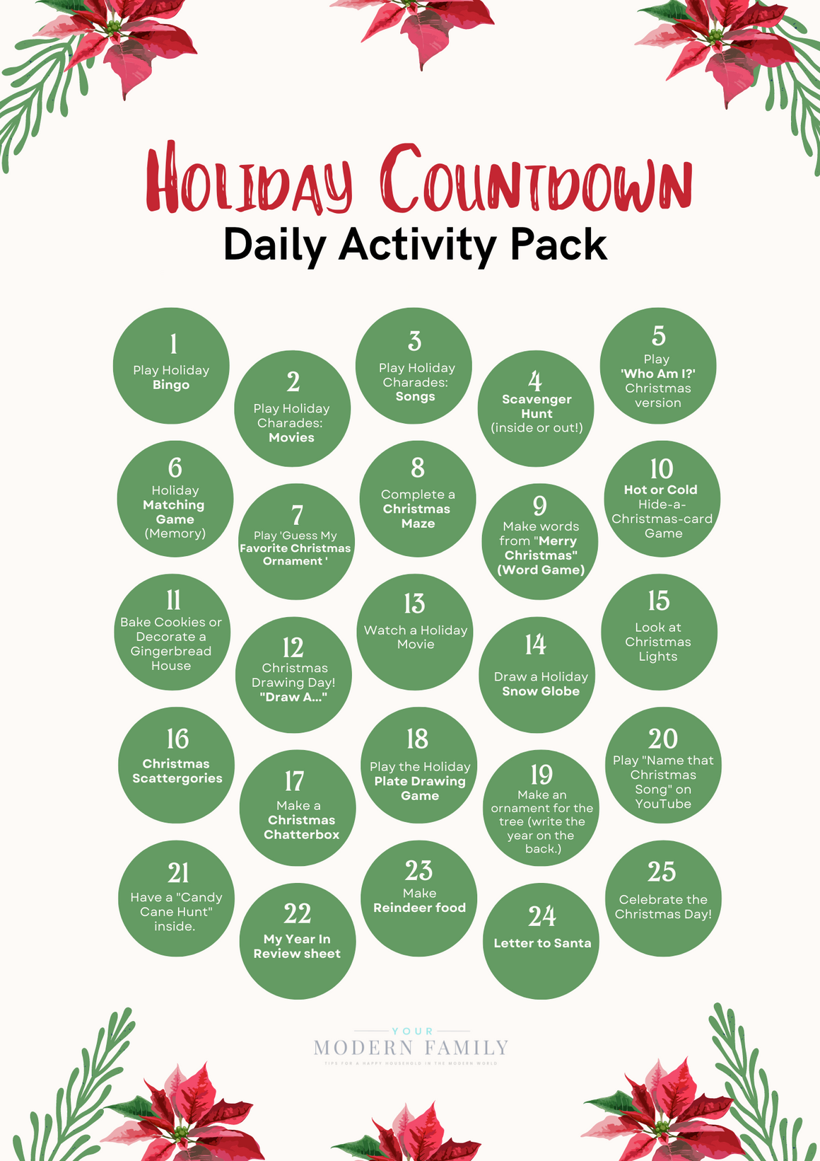 Christmas Countdown Activity Pack for Kids (25+ Holiday Games, Worksheets & Printables)