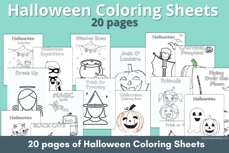Printable Halloween Coloring Sheet Packet - 20 Printable Pages