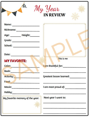 Kids' New Years Eve Countdown Time and Activity Cards