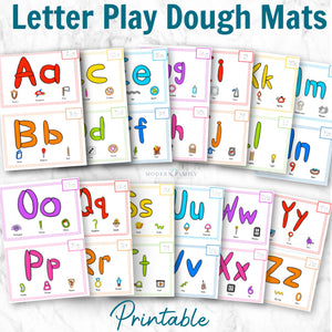 Letter Play Dough Mats - Learn the ABC's with Play-Doh! Two Sets of 26-Printable Play-Doh Mats