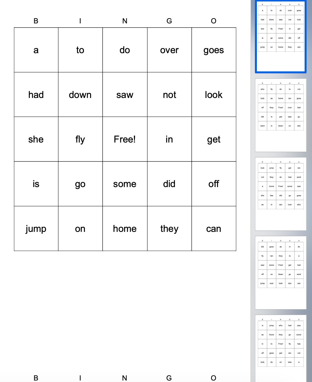 Sight Word Bingo (with 8 different Bingo Boards)