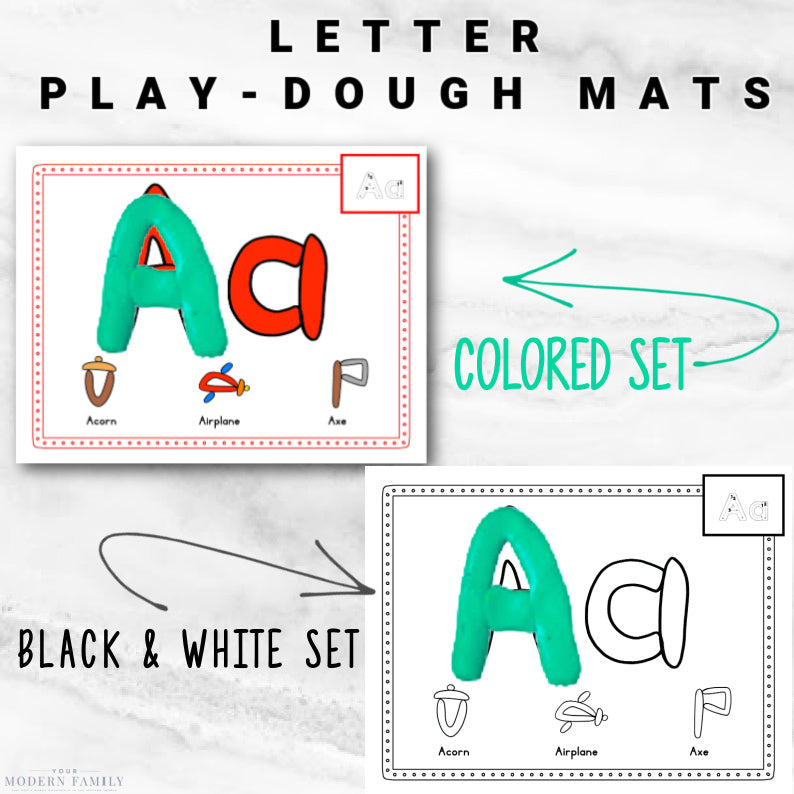 Letter Play Dough Mats - Learn the ABC's with Play-Doh! Two Sets of 26-Printable Play-Doh Mats