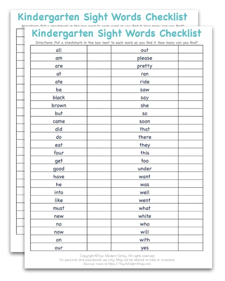 kindergarten-sight-words-bundle-your-modern-family-shop for Free Printable For Kindergarten Sight Words Kindergarten Sight Words Bundle - Your Modern Family Shop for Free Printable For Kindergarten Sight Words