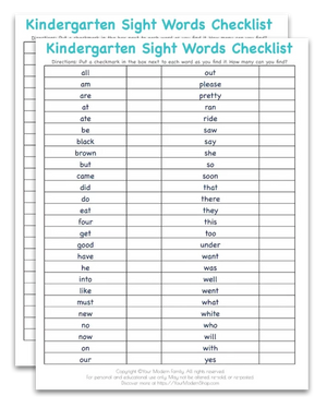 Kindergarten Sight Words Bundle