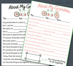 Mother's Day Printable: Mom Questionnaire & Grandma Questionnaire 8 Pack (instant download!)