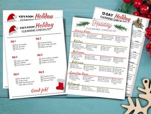 Holiday Cleaning Checklist + Cleaning Checklist for Kids printable digital file (2 versions)