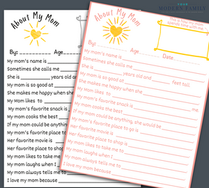 Mother's Day Printable: Mom Questionnaire & Grandma Questionnaire 8 Pack (instant download!)