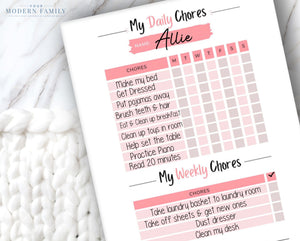 Daily & Weekly Responsibility Chore Chart for Kids (10 Varieties included!)